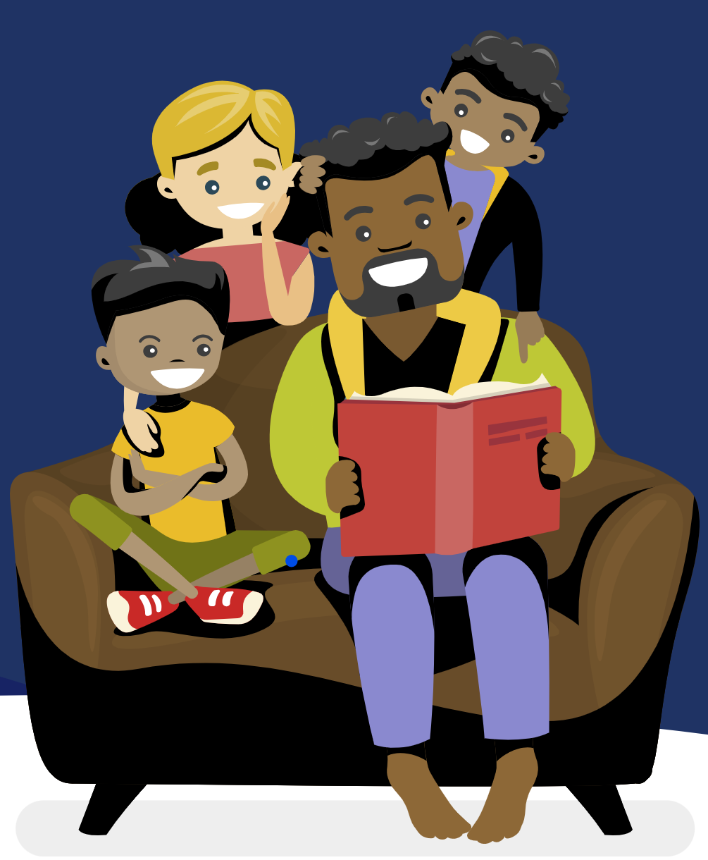 family studying together